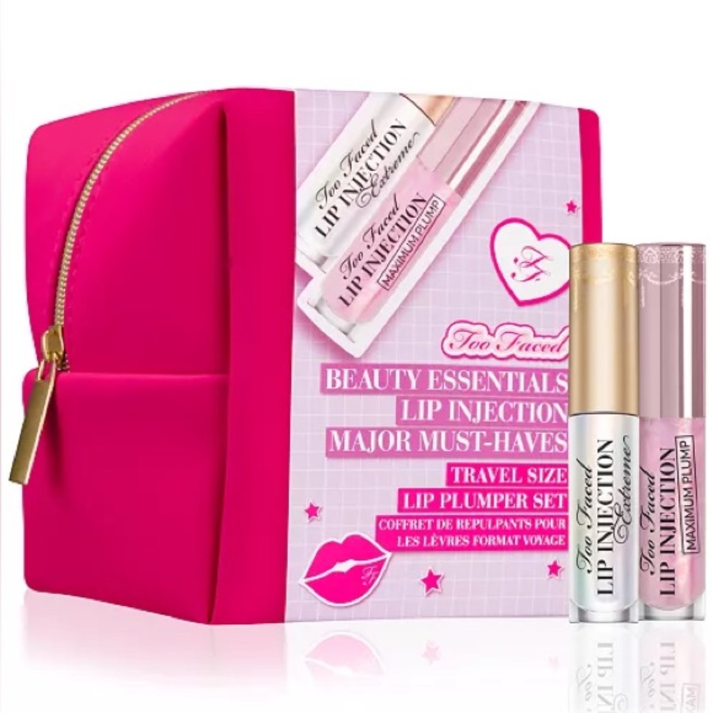 Too Faced 2-Pc. Lip Injection Major Must-Haves Travel Lip Plumper Gift Set NWT